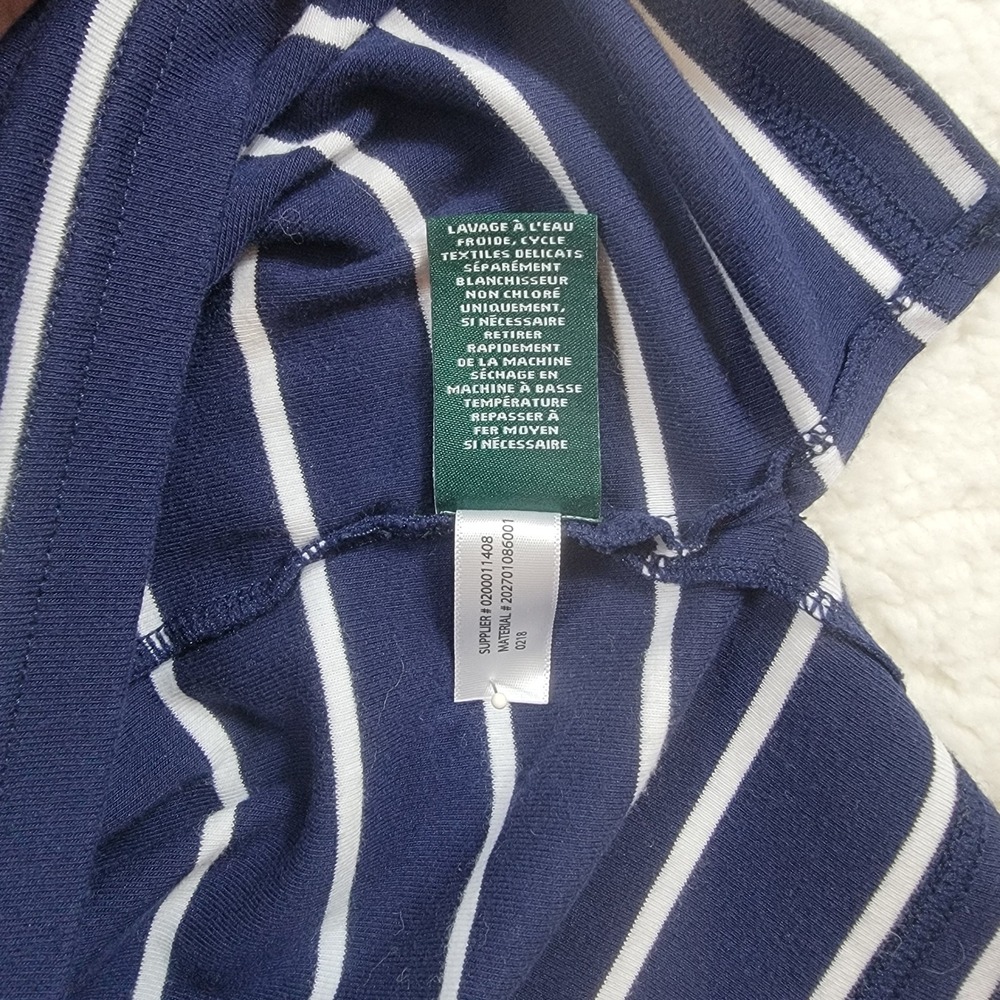 Lauren Ralph Lauren Top Women 1X Navy Blue White Striped Boat Neck Short Sleeve - Picture 6 of 8